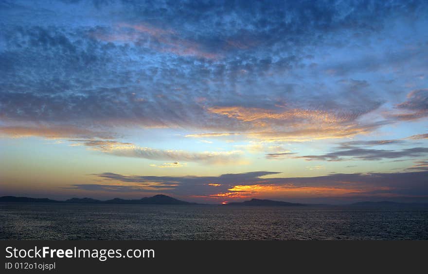 Bright colourful sunset in a nordic country