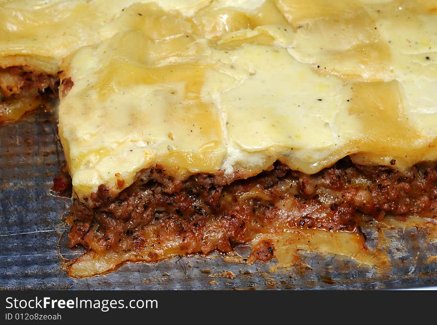 Traditional beef lasagne with beschamel. Traditional beef lasagne with beschamel