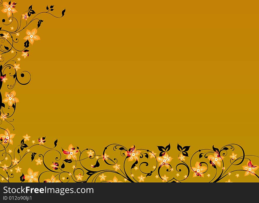 Awesome floral background in brown color