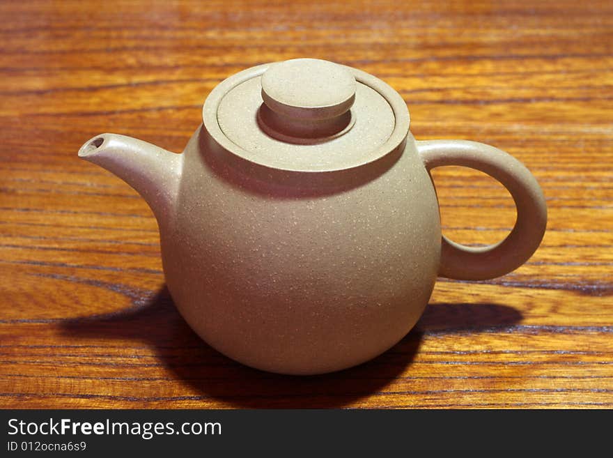 An zisha teapots on wood backgrounds