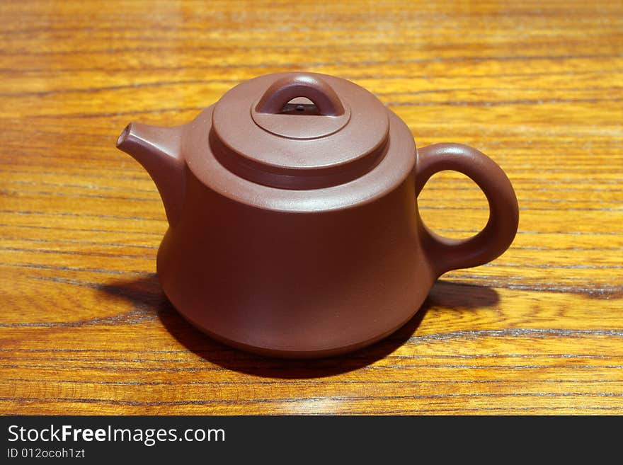 An zisha teapots on wood backgrounds.from China.