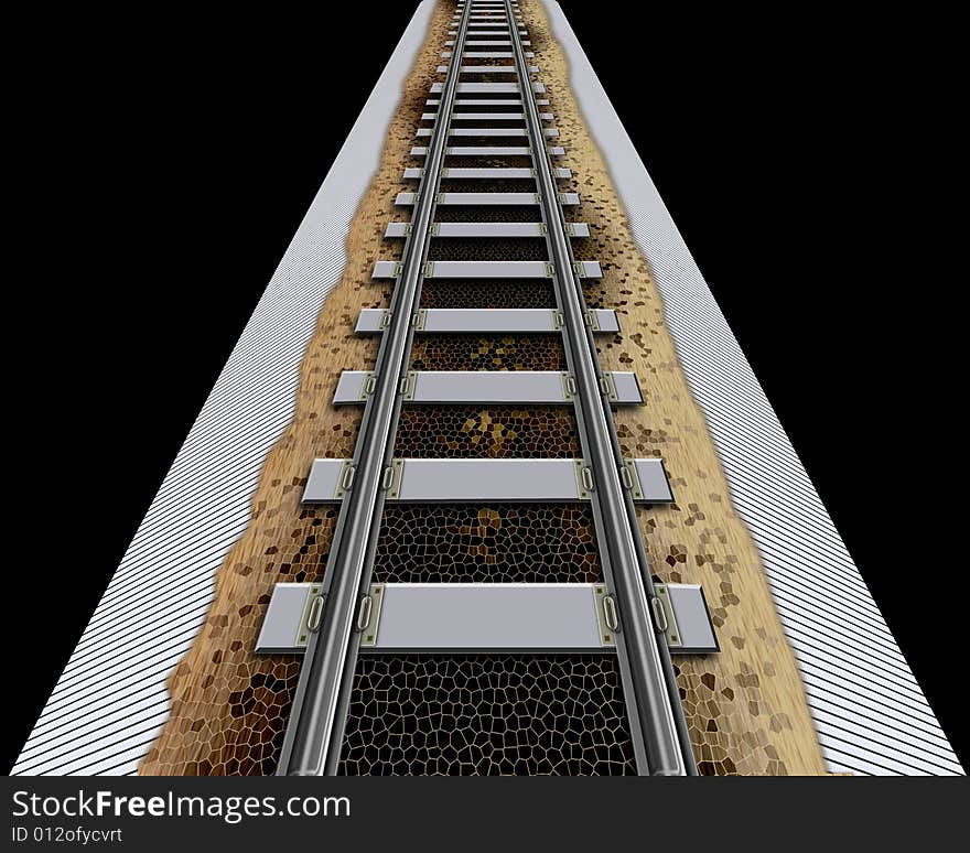 The railway track generated by computer with cement stone background. The railway track generated by computer with cement stone background