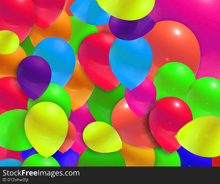 Lots of colourful balloons floating up.