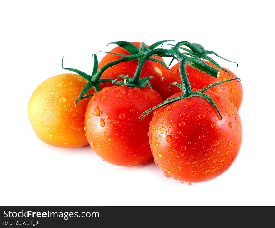 Red tomatoes isolated on white