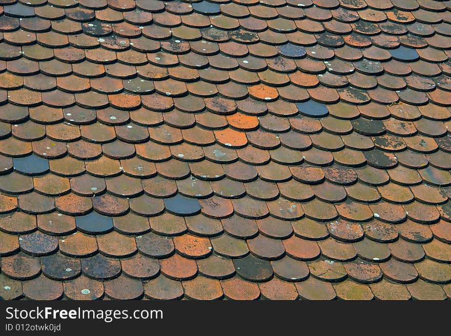 Colorful european roof tiles in Germany