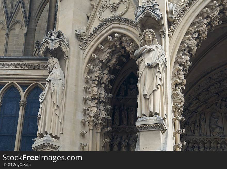 Cathedral St Etienne details located in Metz, France