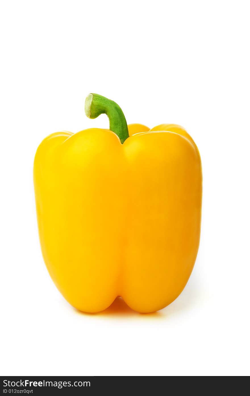 Closeup image of sweet pepper isolated on white with light shadow