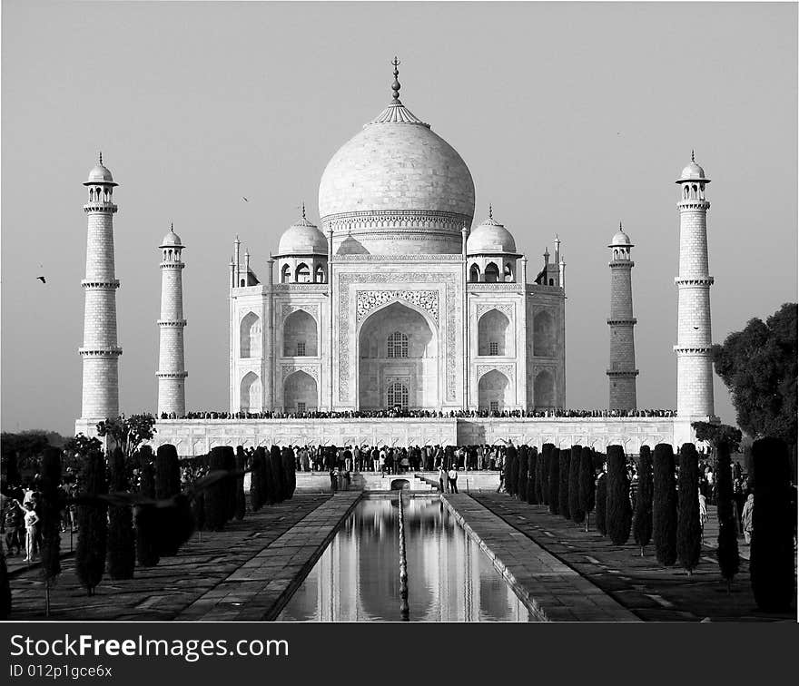 Tajmahal was built by Mugal emperor Shanjahan in the memory of his loving wife Mumtaj. She died during child birth. This magnificent building is first among the seven wonders in the World.