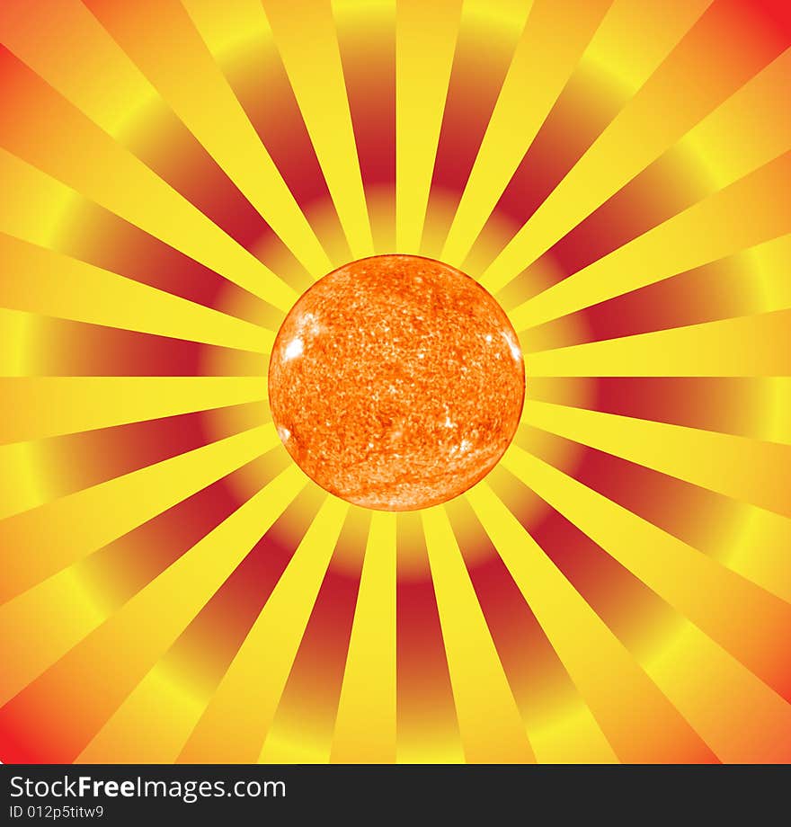 Real sun in red and yellow. Real sun in red and yellow.