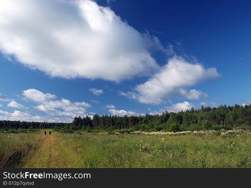 The russian village. summer sky and clouds. The russian village. summer sky and clouds.