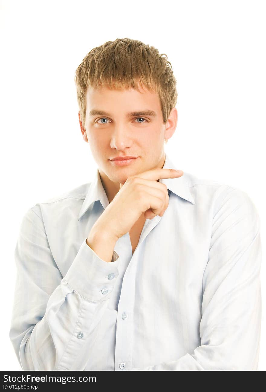 Handsome young man isolated on white background