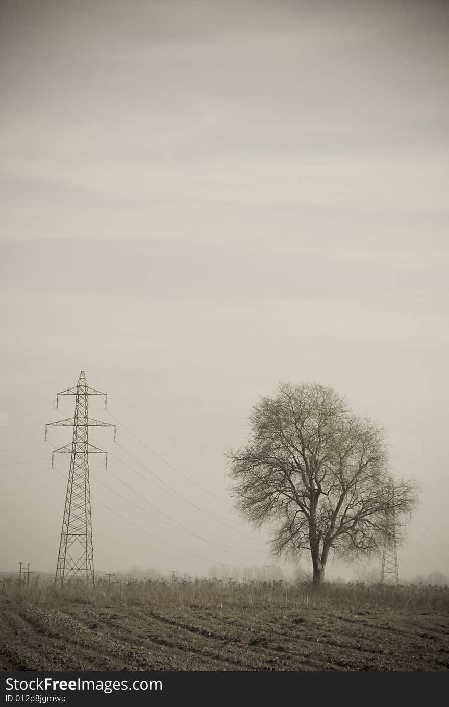 Old looking photo of electric company pillars. Old looking photo of electric company pillars