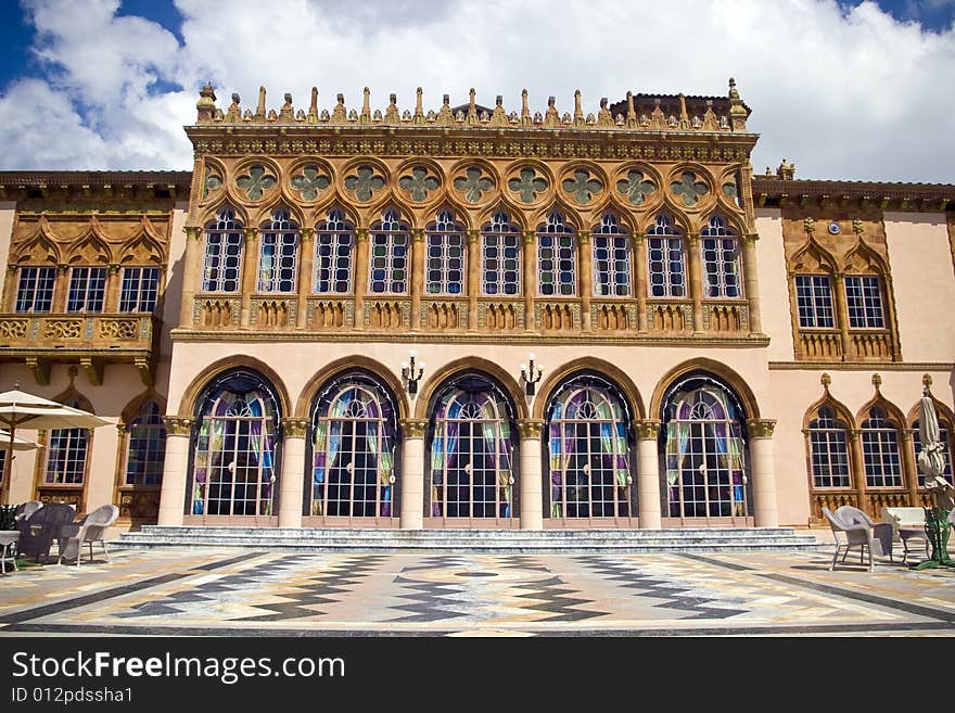 Marble terrace on the west side of the Ringling home in Sarasota, Florida. Marble terrace on the west side of the Ringling home in Sarasota, Florida.