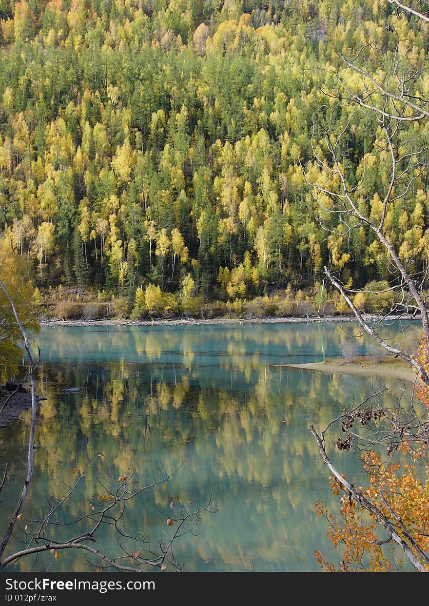 Landscape was mirrored in the lake. Landscape was mirrored in the lake.