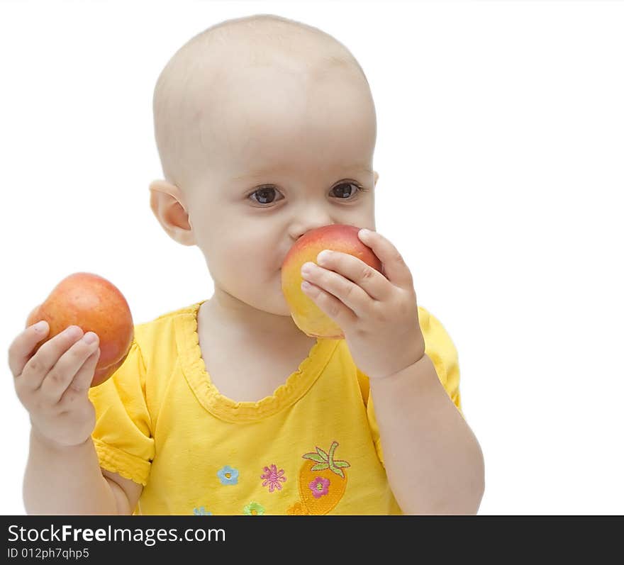 Babygirl eating peaches