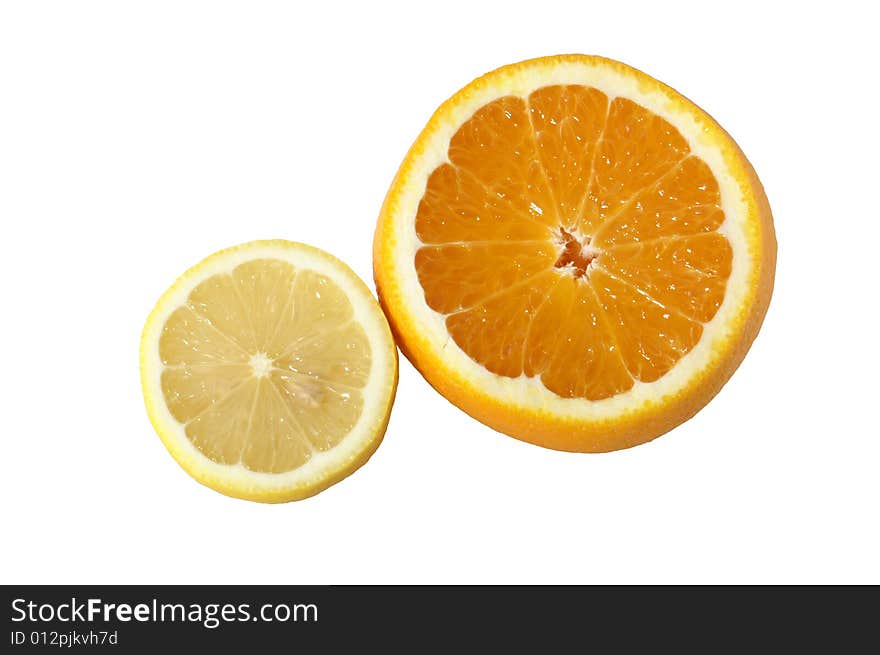 Two juicy lemon and orange. Two juicy lemon and orange