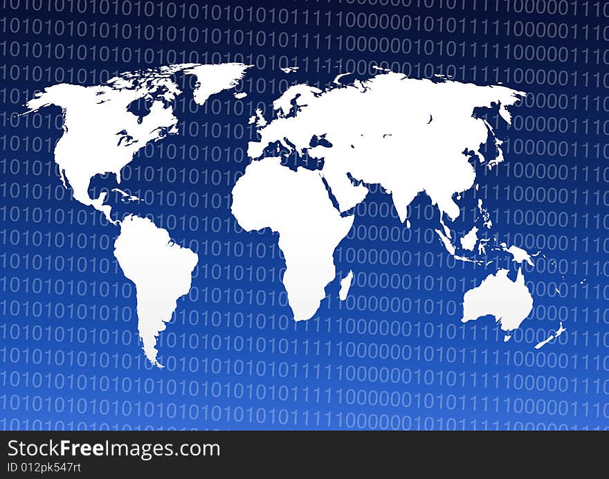 Milky Map of world in binary background