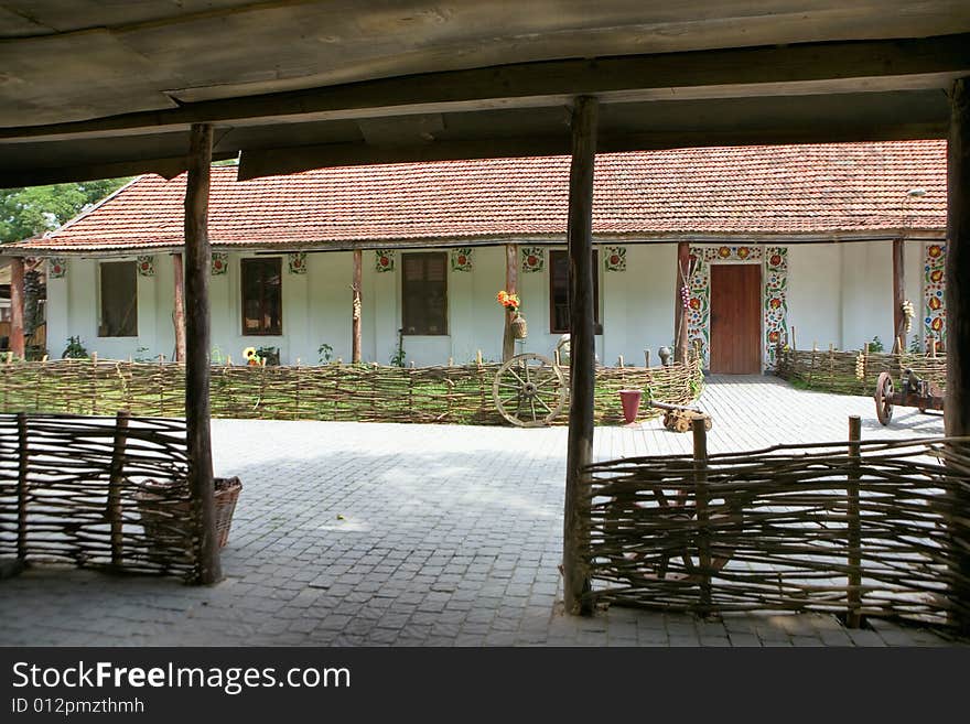 Old traditional farmhouse and courtyard