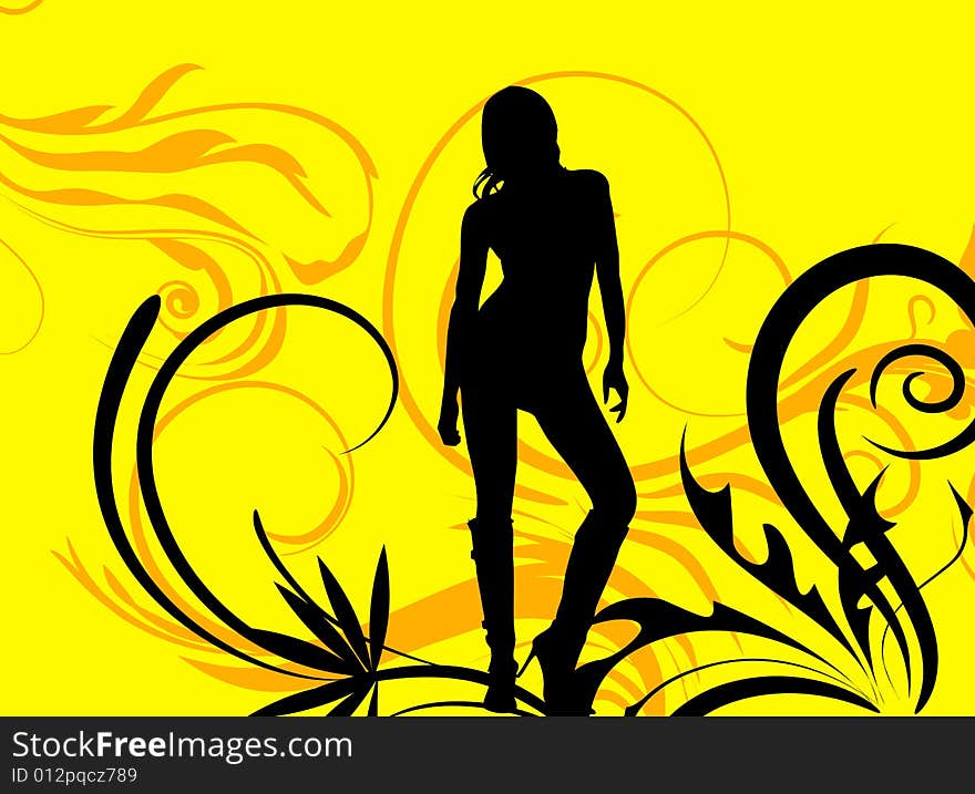 female posing around with florial background. female posing around with florial background