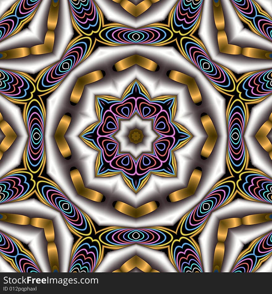 Abstract fractal image resembling a French inspired cloisonne mandala. Abstract fractal image resembling a French inspired cloisonne mandala