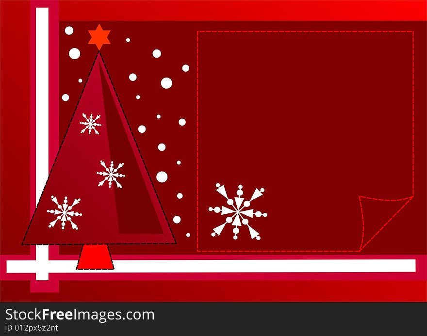 Christmas design with tree and snowflakes