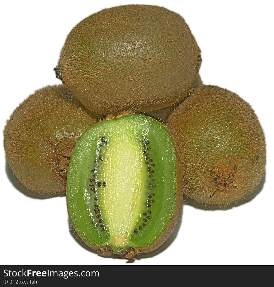 A few kiwi with slice on top. A few kiwi with slice on top