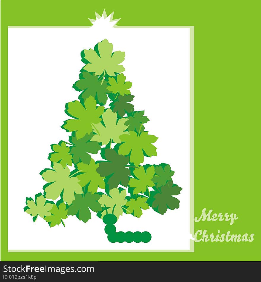 X-mas tree composed of leaves. X-mas tree composed of leaves