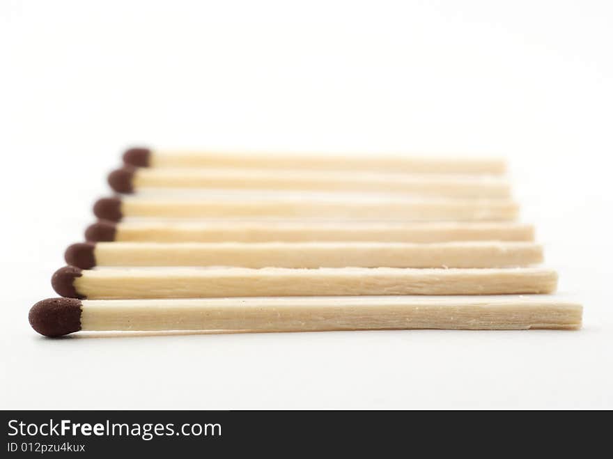 Close-up isoleted matches on white