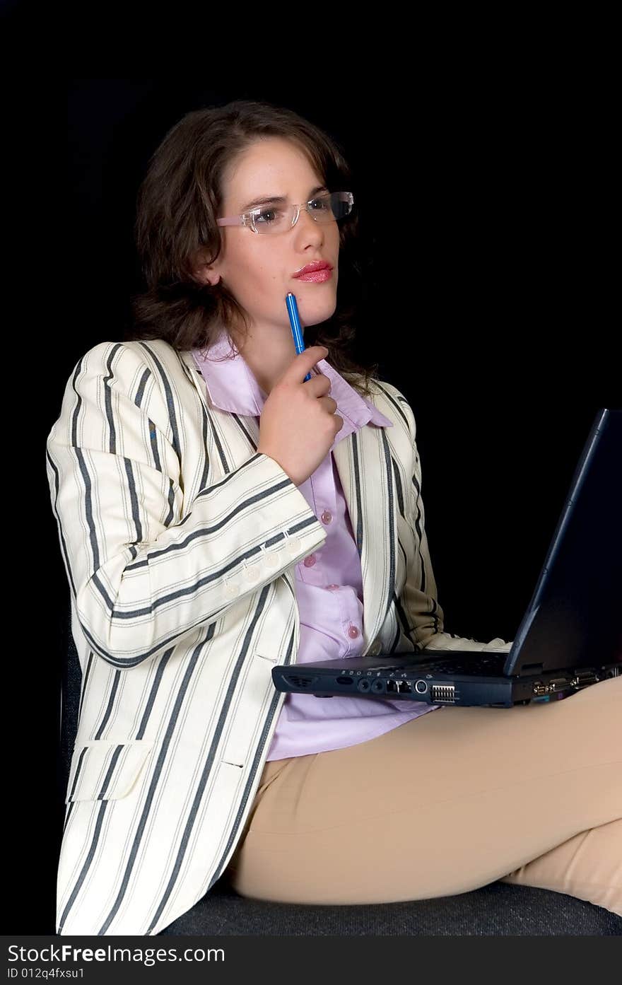 Young attractive businesswoman formal dressed, studio shot