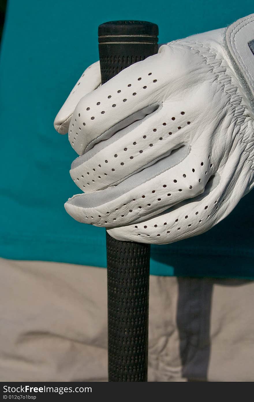 Golfer s Hand Holds Club - Vertical