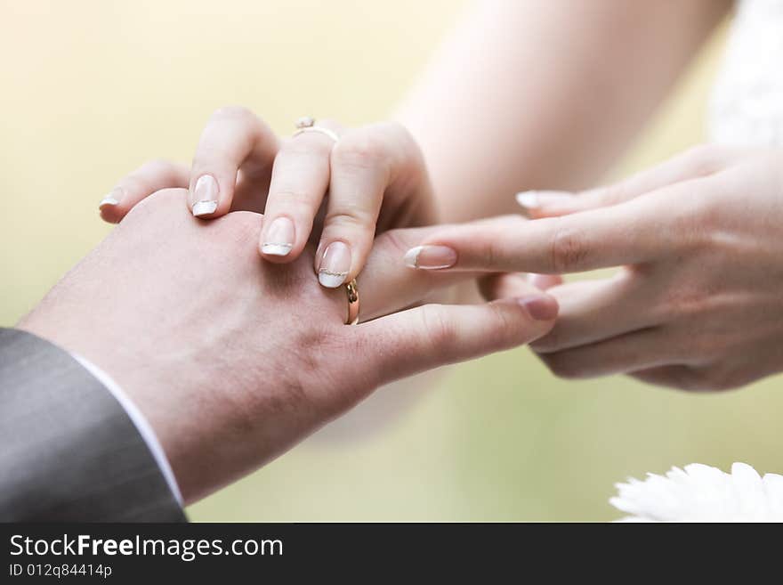 Two hands via wedding ceremony. Two hands via wedding ceremony