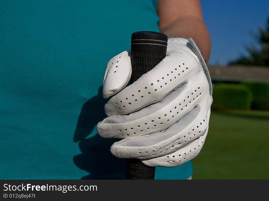 Golfer s Hand Holds Club - Horizontal