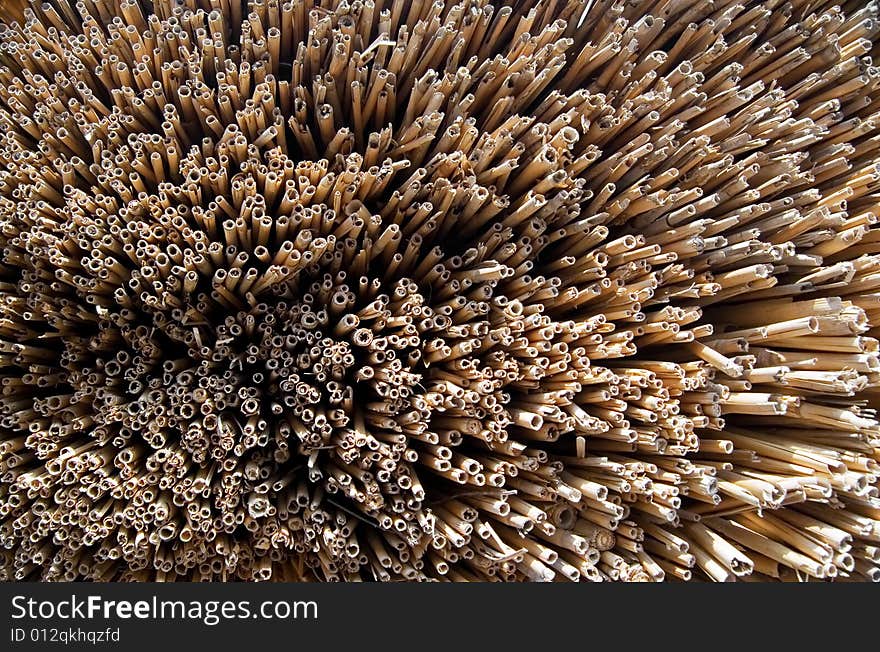 Straw background. Element of an old building roof