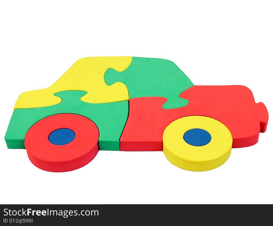 The Car from puzzle on white background