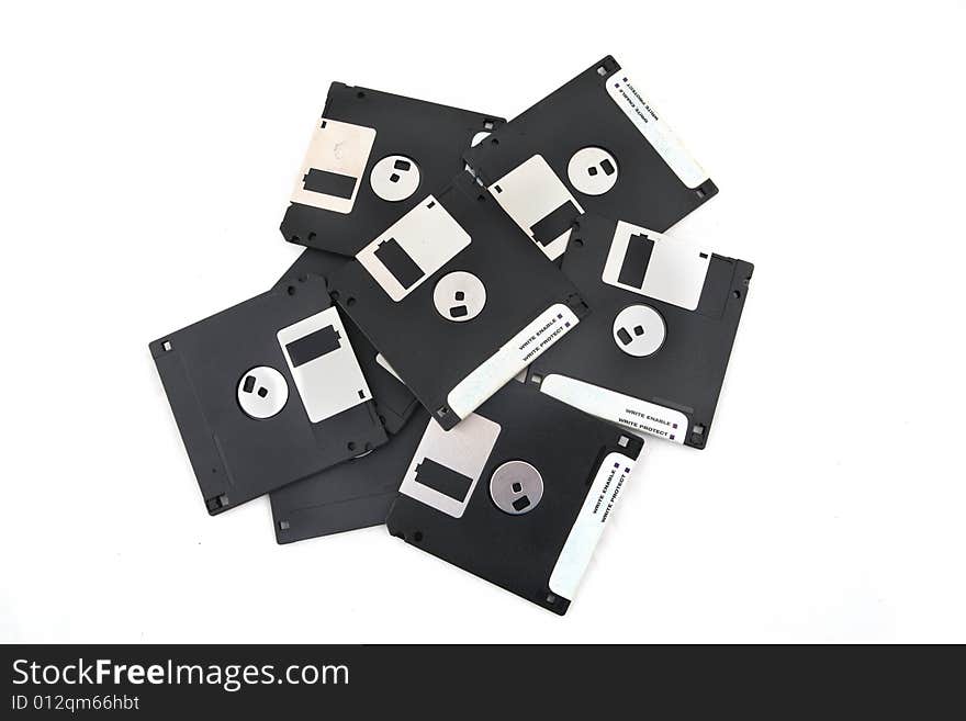 Isolated 3.5 floppy disks shot over white background