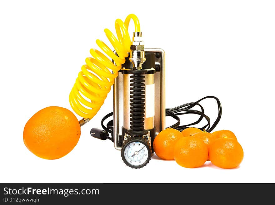 Orange and tangerines isolated on the white background. Orange and tangerines isolated on the white background