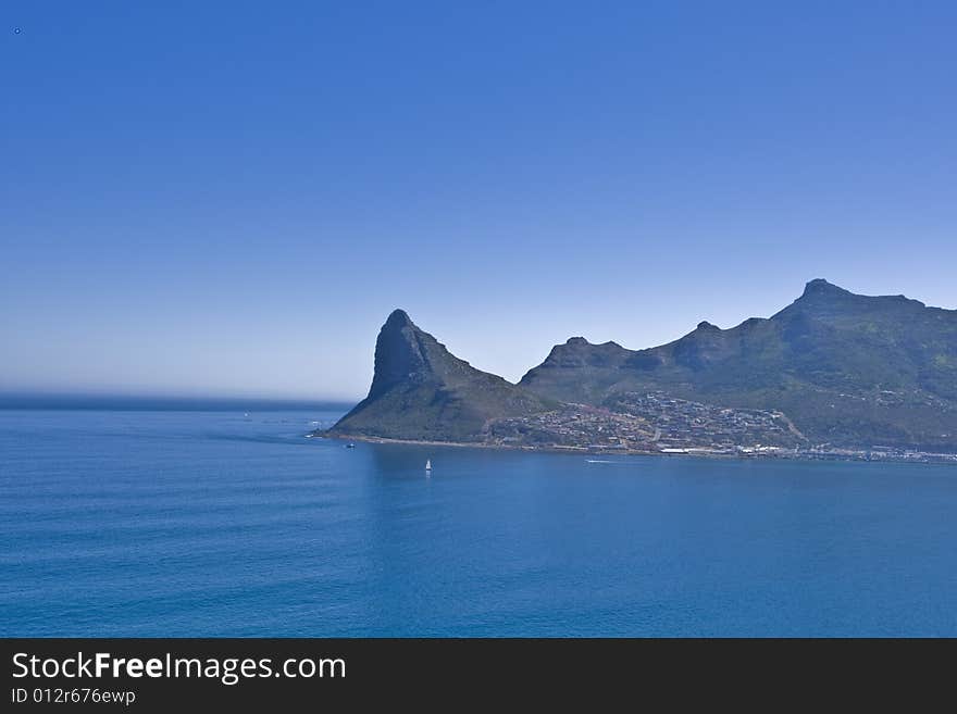 A landscape of the natural harbor at Hout Bay in Cape Town. A landscape of the natural harbor at Hout Bay in Cape Town