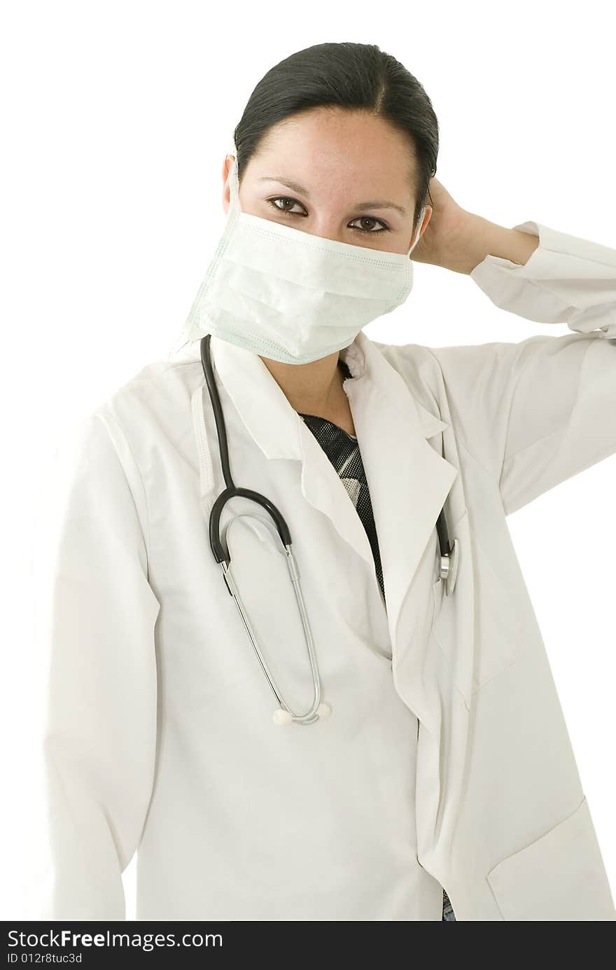 Doctor in white uniform with stethoscope