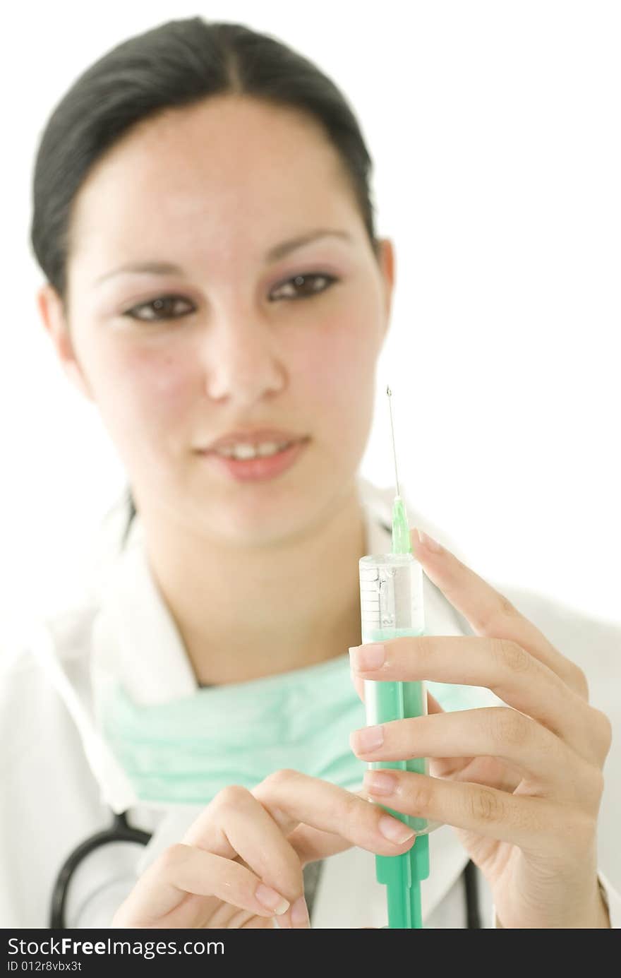 Doctor in white uniform with stethoscope. Doctor in white uniform with stethoscope