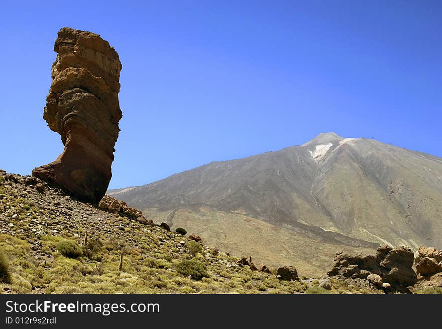 The lunar landscape at the base of mount Teide on the island of Tenerife