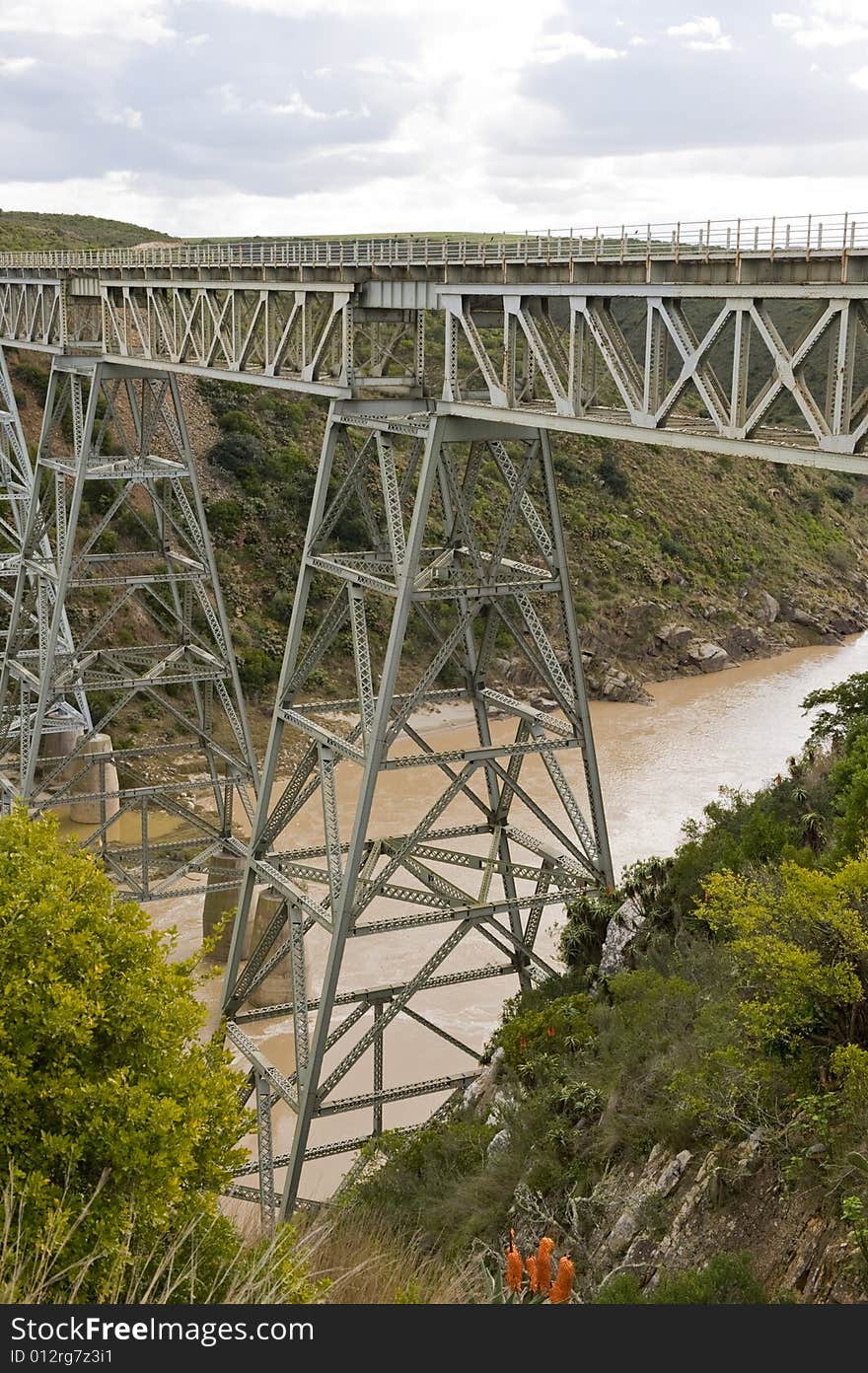 Train bridge over river