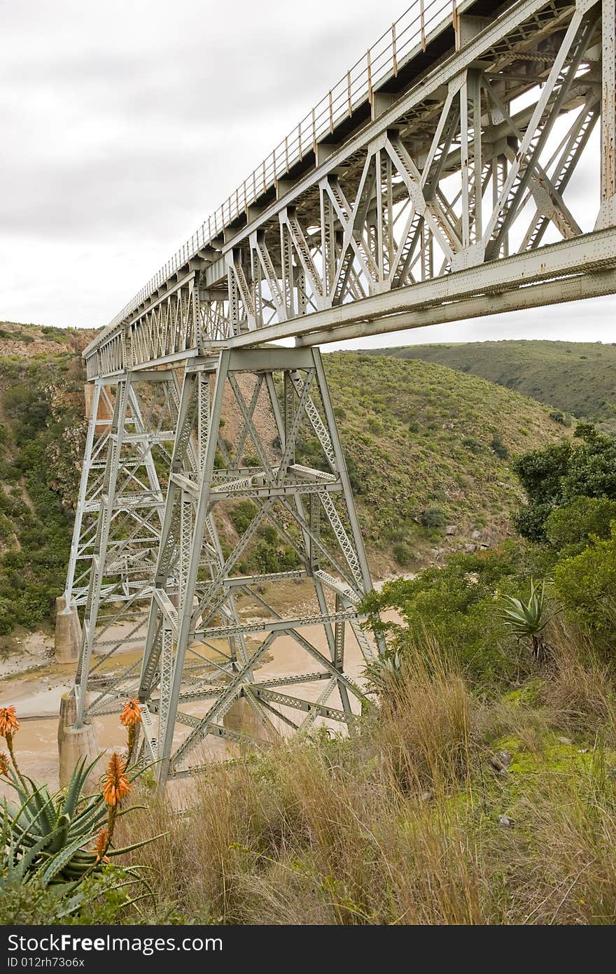 Train bridge over river