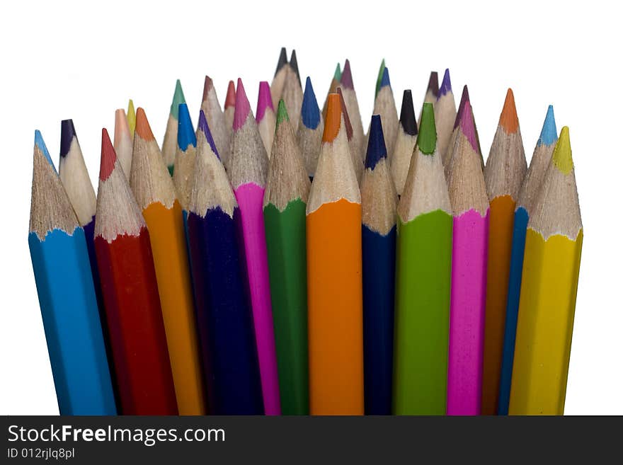 Color pencils isolated on white background