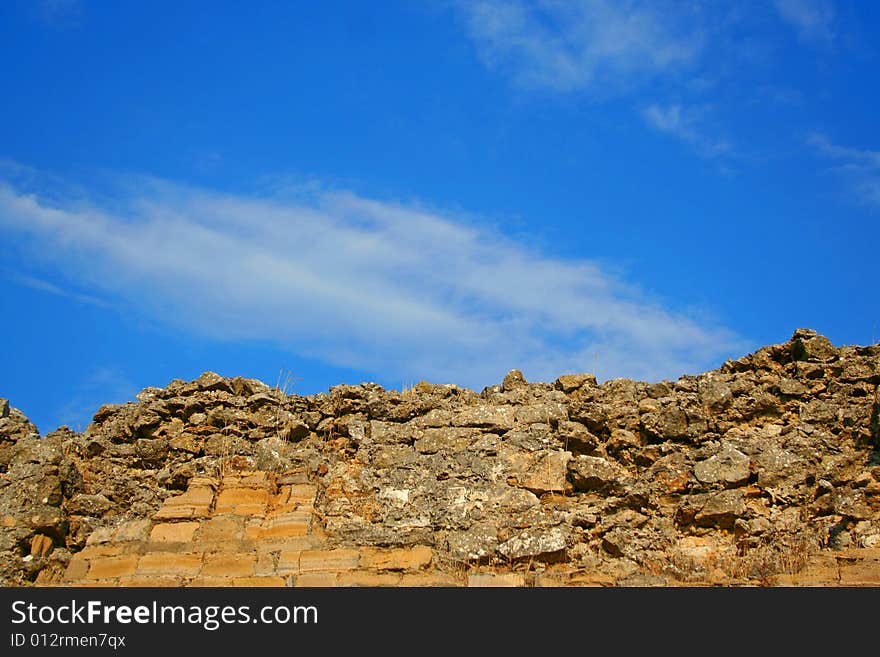 Ald fortress wall and sky. Ald fortress wall and sky