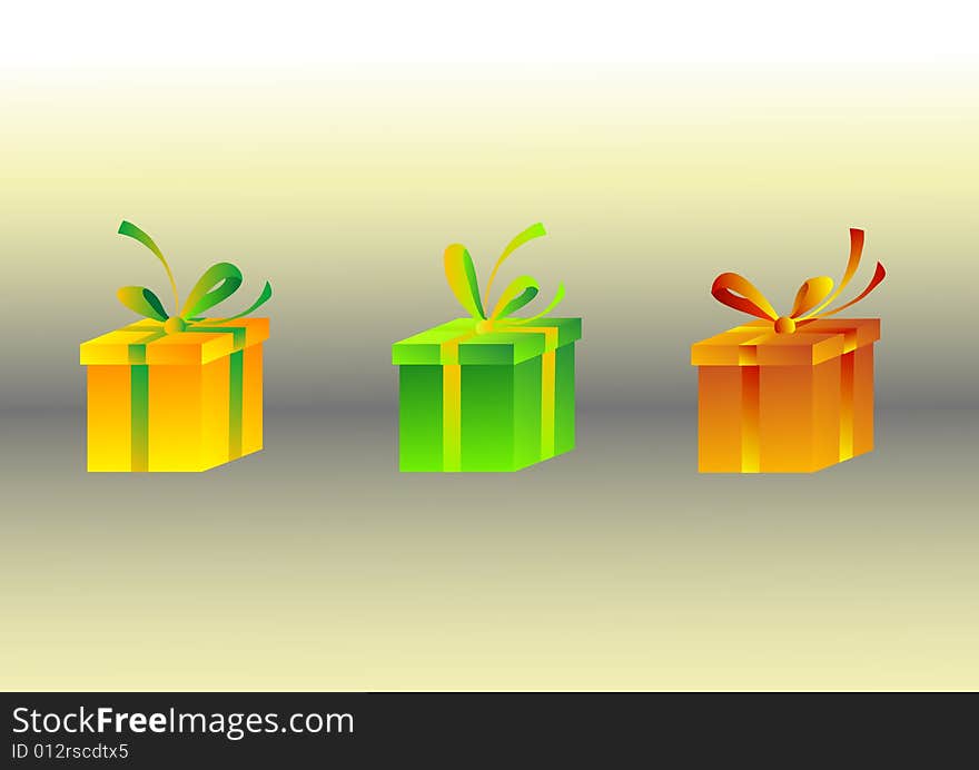 Gifts in the green background. Gifts in the green background