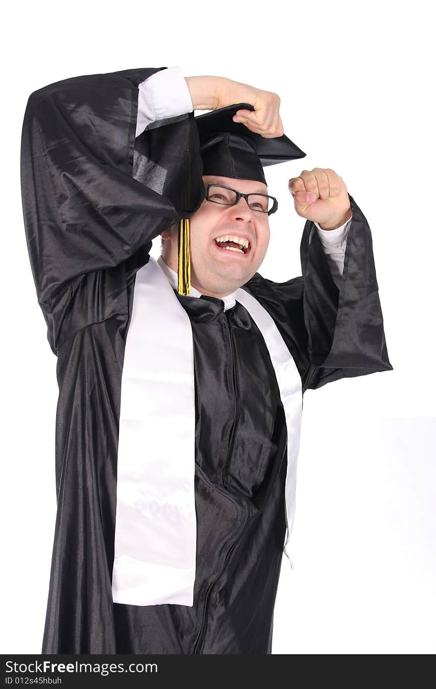 Happy student on the ending of his education process (graduation)