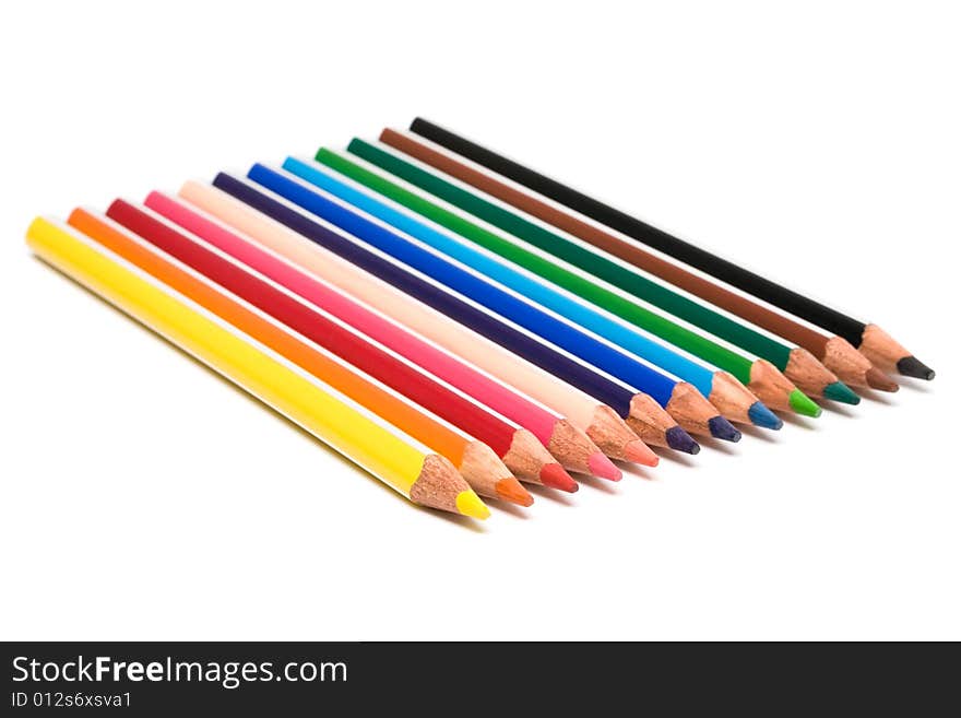 Beautiful color pencils on a white background