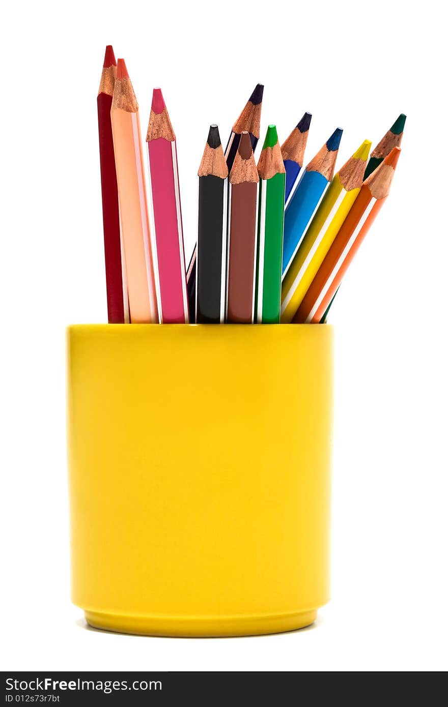 Beautiful color pencils on a white background