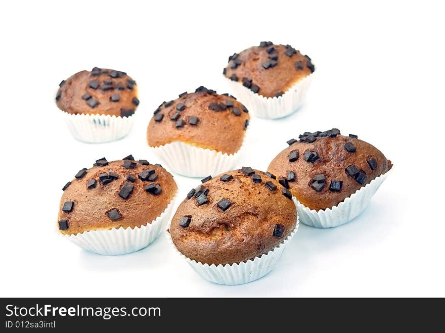 Chocolate Muffins With Decoration - Isolated