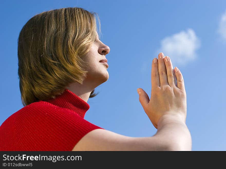 Potrait of young woman in meditation time